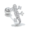 Puce d'oreille lézard en métal argenté avec zircons brillants et fermoir à boule - Style Gecko Argent (EGD0569)