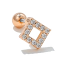 Rose gold square cartilage stud earring with white zircons and ball screw back - Square Hollow / Rose Gold Square Hollow Style (EGD0717Rose Gold)