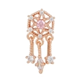 Roségold Herz-Ohrstecker mit rosa Zirkon und dreifachen Edelstein-Anhängern - Traumfänger Hohl Stil (EGD0550 Roségold)