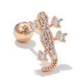 Clou d'oreille lézard en or rose avec zircons et fermoir à boule vissée - Style Gecko Or Rose (EGD0569)