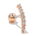 Rose gold heart-shaped curved ear stud featuring seven white cubic zirconia stones - Rose Gold Curved Row Zircon Style (EGD0754Rose Gold)
