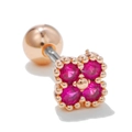 Boucles d'oreilles carrées en or rose avec quatre zircons roses et fermoir à vis - Style Carré Zircon Rouge Or Rose (EGD0693)