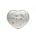 Silver heart-shaped handbag with colorful rhinestones and metallic star studs - Silver