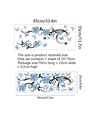 Details der Maße für blaue Blumen und Schmetterling Wandtattoo auf weißem Hintergrund - 25*70cm *1Stück