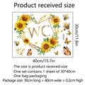 Stickers muraux tournesols et papillons avec bordure en cœur et lettrage WC 40x30cm - 30*40cm