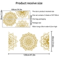 Detailed size chart for large gold mandala wall decal showing two 30x100cm adhesive sheets - 30x100cm (2 Sheets) / Gold