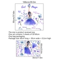 Adesivi murali con fiori e ragazza magica per decorazione camera dei bambini 100x95cm - Ragazza Stellata Farfalla (30x60cm)