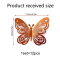 Detail view of 3D orange glitter hollow butterfly wall sticker showing size and dimensions - Orange