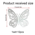 Set de 12 pegatinas de pared de mariposa 3D plateadas huecas para decorar el salón - Plateado (YH015)