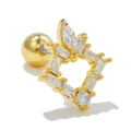 Elegant gold crown ear stud with cubic zirconia inlays and screw back closure - Gold Crown Floral Style (EGD0727Gold)