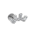 Dettaglio del piercing cartilagine argento con zirconi rettangolari e rotondi - Stile Zircone a Fila Curva(CD00411) / Argento