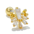 Puce d'oreille en or 18K avec zircons rayonnants et fermoir à vis sécurisé - Style Flocon Or (EGD0746)