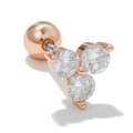 Clou d'oreille en or rose avec trois diamants et fermoir à vis pour le cartilage - Style Cluster 3-Zircon Or Rose (EGD0615)