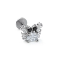 Dettaglio del piercing a granchio con zirconi cubici trasparenti e occhi in pietra nera - Stile Granchio (CD00806) / Argento