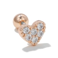 Minimalist heart-shaped rose gold cartilage stud earrings with white cubic zirconia crystals - Rose Gold Heart Zircon Style (EGD0616Rose Gold)