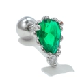 Elegant pear-cut green gemstone stud earring with screw back and silver base - Silver Pear Zircon Style (EGD0722Silver)