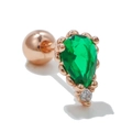 Minimalist heart earring with pear-shaped green gemstone and rose gold finish - Rose Gold Pear Zircon Style (EGD0722Rose Gold)