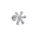 Detalle de pendiente de copo de nieve con circonitas de corte marquesa y brillantes - Estilo Copo de Nieve de Circón Blanco Plateado (CD00449 Blanco K)