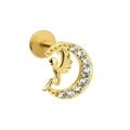Piercing con mezzaluna e angelo placcato oro con pietre di zircone cubico brillante - Stile Oro Angelo Luna (CD00947)