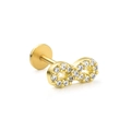 Makroaufnahme der vergoldeten Infinity-Labret-Stecker mit Zirkonia-Mikropavé-Besatz - Infinity Gold Style (CD01045)