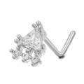 Piercing al naso a L in argento con zircone a triangolo e dettagli a corona - Stile Corona Geometrica (BD00402) / Argento