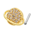 L-shaped gold Saturn nose stud with sparkling white cubic zirconia in titanium steel - Saturn Style (BD00663 Gold)