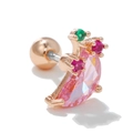 Rose gold moon stud earring with pink crescent zircon and colorful stones for women - Pink Moon Style (EGD0605 Rose Gold)