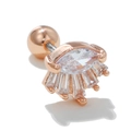 Rose gold steel cartilage stud with marquise and baguette cut cubic zirconia - Fan-shaped Wings Style (EGD0737 Rose Gold)