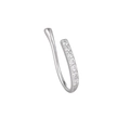 Close-up of silver U-shaped nose clip with sparkling cubic zirconia channel setting - Row Diamond Simple Style (EGJ0088) / Silver