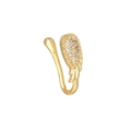 Dettaglio macro della clip per naso dorata a forma di ala con zirconi senza perforazione - Stile Ala Piumata (EGJ0089) / Oro