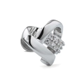 Silver twisted spiral cartilage earring with sparkling zircon micro-pave setting - Twisted Geometry Style Silver (CD01024)