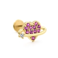 Orecchino a cuore dorato con zirconi rosa e anello orbitale con retro piatto - Stile Pianeta Cuore(CD00277) / Oro