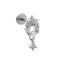 Piercing labret de plata con diseño de estrella y colgante de circonita brillante - Estilo Colgante Estrella (CD00846) / Plateado