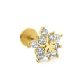 Piercing orecchio a fiocco di neve dorato con zirconi e design labret piatto - Stile Fiocco di Neve(CD00878) / Oro