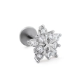 Piercing labret a fiocco di neve in acciaio inossidabile con cristalli di zirconia - Stile Fiocco di Neve(CD00878) / Argento
