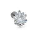 Piercing labret argento con zircone marquise e pietre a ventaglio baguette - Stile Radiale a Ventaglio (CD00739) / Argento