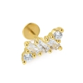 Goldener Ohrstecker mit flacher Rückseite und fünf funkelnden Zirkonia in Bogenform - Five Stone Curved Style (CD00744) / Gold