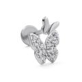 Piercing lèvre papillon en argent et acier inoxydable avec zircons brillants - Forme Double Papillon (CD00560 Blanc K)