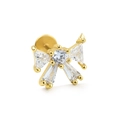 Clou d'oreille labret noeud doré avec oxydes de zirconium pour piercing cartilage - Style Nœud Papillon Micro-Incrusté (CD00528 Or)