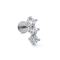 Flacher Ohrstecker mit drei abgestuften Zirkonia-Steinen in Silber-Finish - Three Stone Vertical Style (CD00758) / Silber