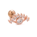 Macro shot of rose gold evil eye cartilage stud with sparkling crystal eyelashes - Eye Style (EGD0796) / Rose Gold