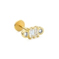 Vergoldeter Labret-Stecker mit rechteckigem und rundem Zirkon in Zargenfassung - Rechteck Gold Stil (CD00432)