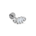 Silberner Labret-Stecker mit Zirkonia-Steinen für Ohrknorpel und Lippen-Piercing - Rechteck Silber Stil (CD00432)
