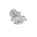 Flacher Labret-Stecker mit silberner Krone und funkelnden Zirkonia im Birnenschliff-Design - Krone Silber Stil (CD00939)