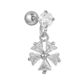 Piercing-Ohrstecker aus Silber mit glitzerndem Kristall-Anhänger in Kleeblattform - Silber Kreuzstern Blütenblatt Stil (EGD1164)