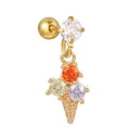 Eiswaffel-Ohrstecker mit bunten Zirkoniasteinen und eleganter Goldbeschichtung - Gold Eiscreme Stil (EGD1161)