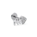 Silberner Fischgräten-Lippenstecker mit Zirkonia-Besatz und flacher Rückseite für Piercings - Fischgräte Silber Stil (CD00911)