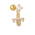 Goldener Bienen-Ohrstecker mit Zirkonia und sicherem Schraubverschluss-System - Gold Biene Stil (EGD1165)