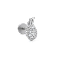 Silberner Piercing-Stecker mit Flügel-Design und funkelnden Zirkonia-Steinen - Ananas Silber Stil (CD01046)
