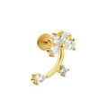 18K gold plated flower labret stud with teardrop zircon petals and curved metal bar - Five-Petal Flower (CD00890) / Gold